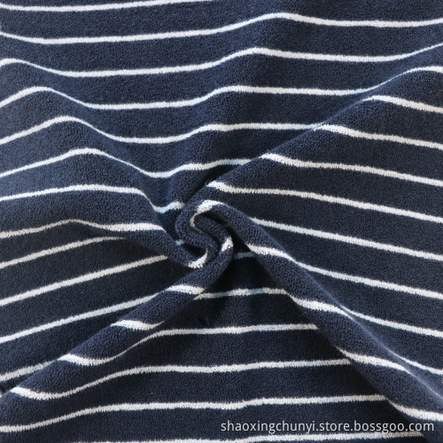 Benutzerdefinierte Farbstreifenmuster Cotton55 Poly45 Ein Seitenbürsten Schuss Strick -Ameise -Fleece -Stoff für Mantel Home Textile